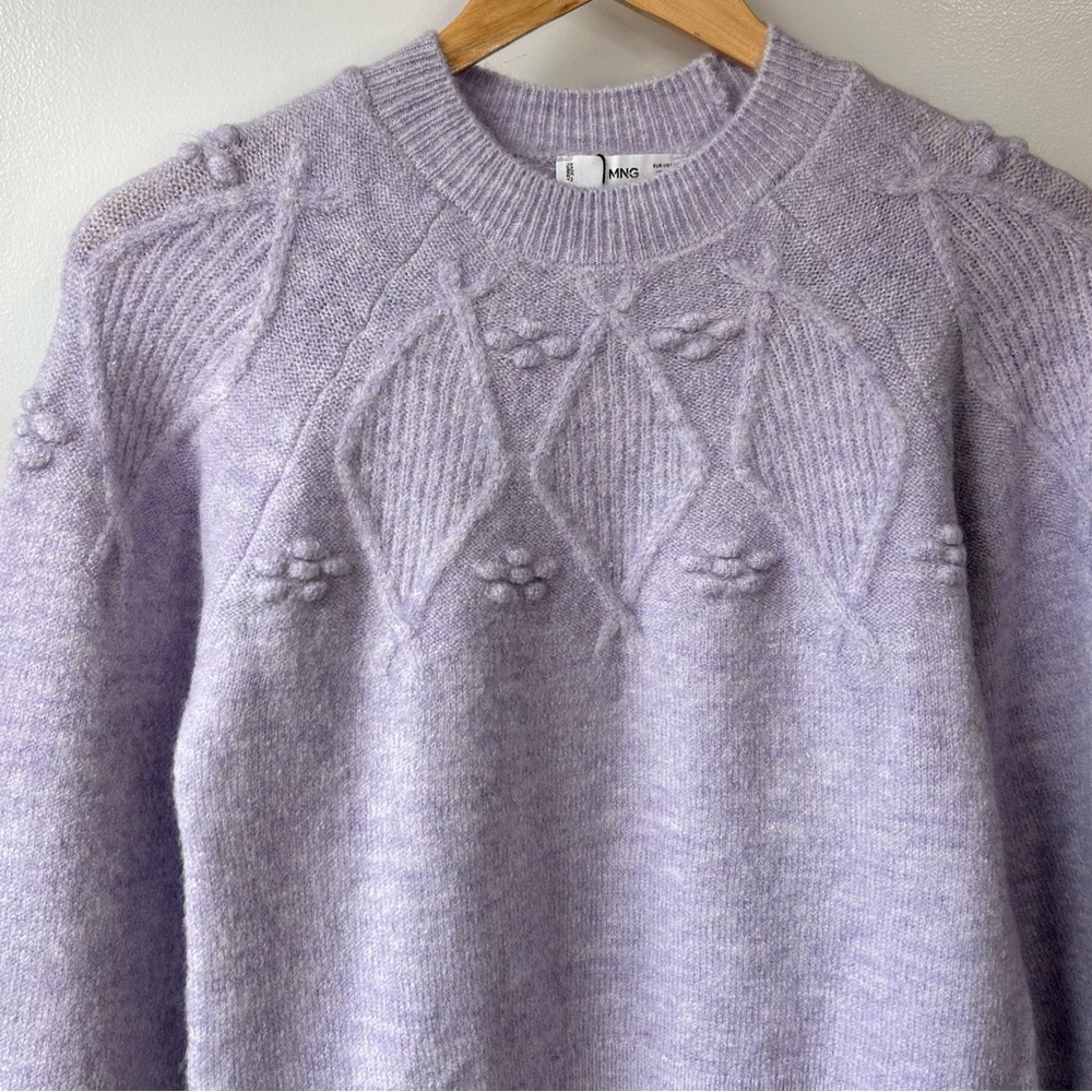Nwt Mango Textured Embroidered Sweater Lavender